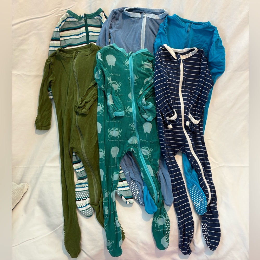 6 Outfit Bundle - Kickee Pants Boys 6-9M Footed Pajamas